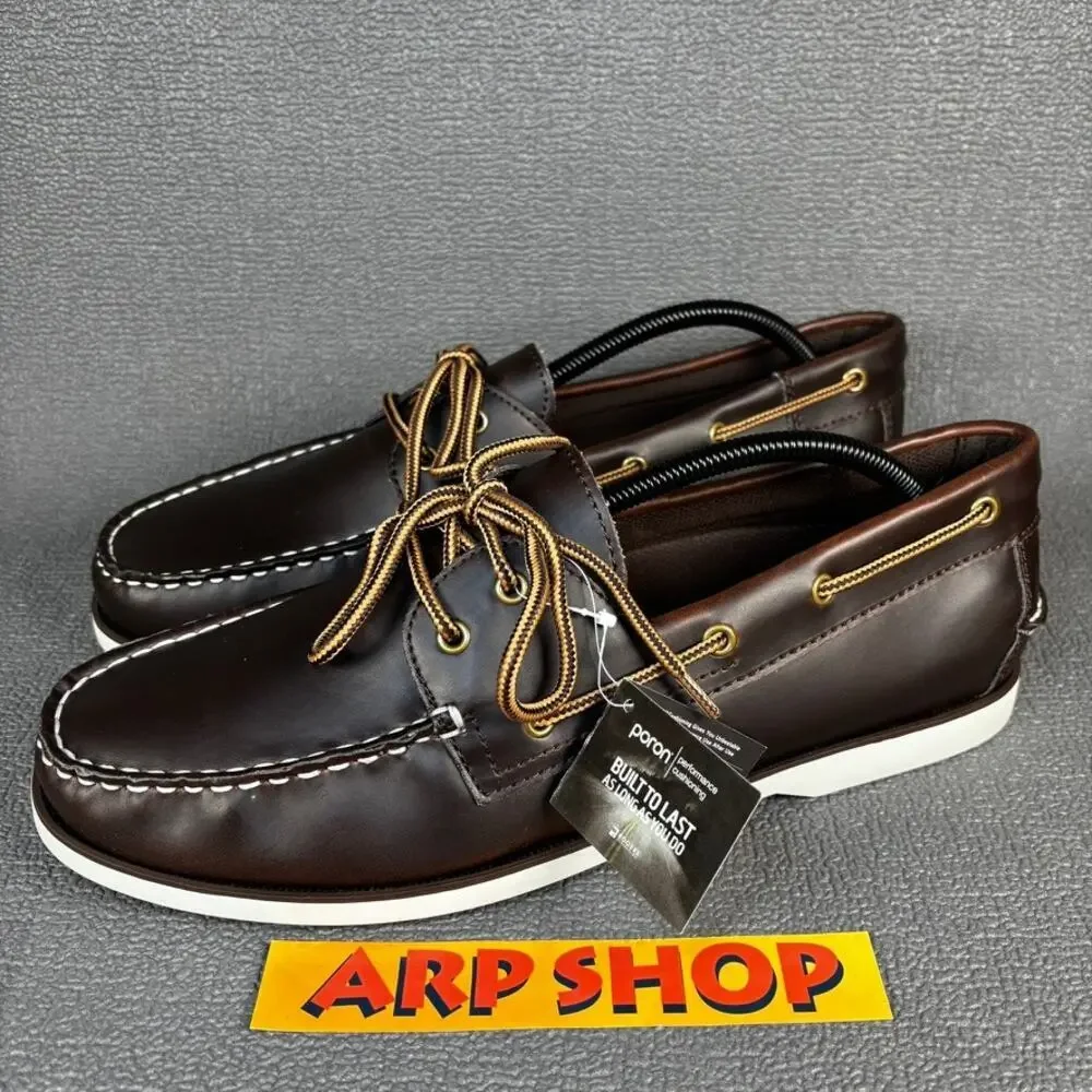 🔴 Thom McAn Bruce Men`s Size 11 Brown Casual Boat Shoes 20281